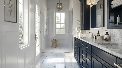 Modern Minimalist Bathroom with Natural Light and Greenery