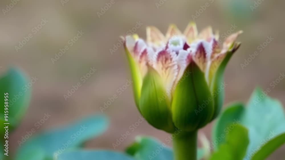 Poster a timelapse view shows the gradual blooming of a rare and exotic flower from its tightly closed bud 