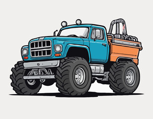 Cartoon happy cistern truck like monster truck isolated on white background © VectorVibe