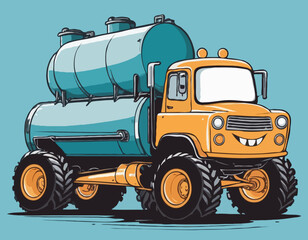 Cartoon happy cistern truck like monster truck isolated on white background © VectorVibe