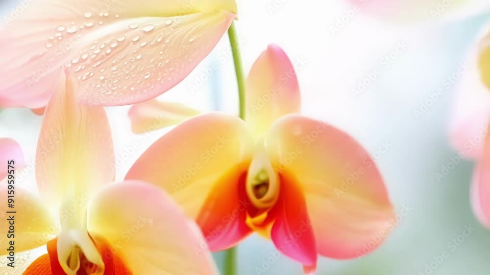 Aufkleber the delicate curves and contours of a peachcolored orchid bathed in soft diffused light.