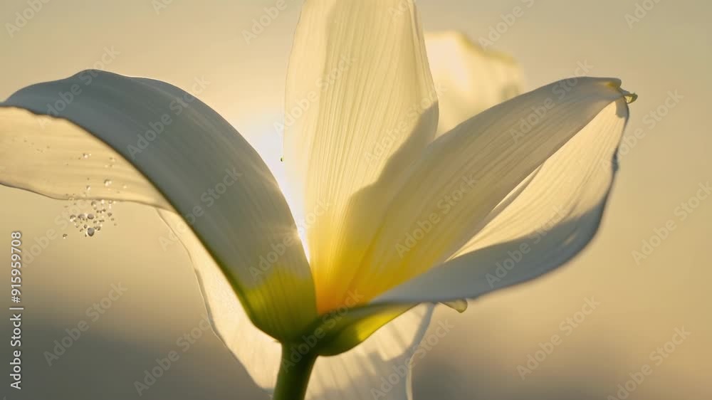 Aufkleber a closeup of a white lily in the midst of full bloom its soft petals gently curled and ruffled at th