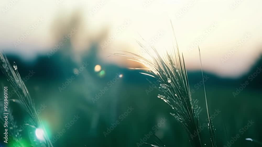 Poster a gentle breeze causing the dew to tremble and sparkle like diamonds on the tips of grass blades.
