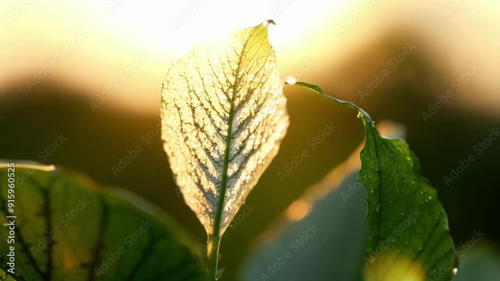 Poster the fuzzy coat of a newly sprouted leaf catching the light and sparkling in the sun.