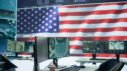 Empty modern base of operations used by the US military armed forces, safeguarding state secrets...