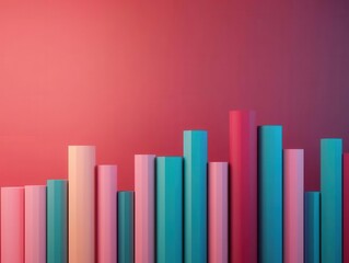 An abstract of colorful vertical bars arranged against a gradient background, creating a modern and minimalistic design.