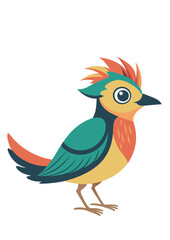 Funny cheerful bird, anime bird vector image, colored bird on transparent background SVG, In pastel colors