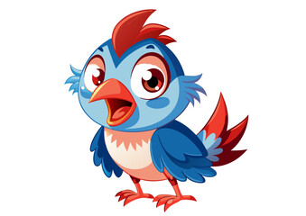 Funny cheerful bird, anime bird vector image, colored bird on transparent background SVG