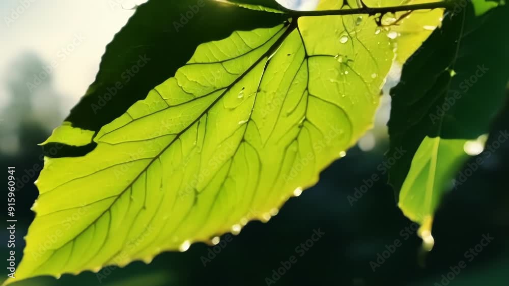 Poster a tree branch swaying in the breeze its leaves catching the sunlight and revealing detailed s that s