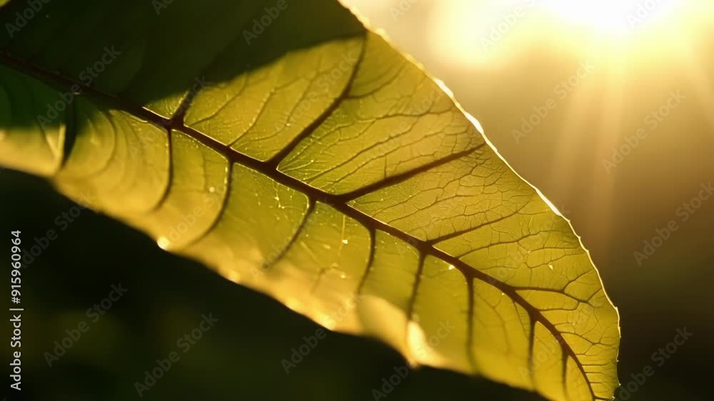 Poster A leaf being turned over exposing the underside and showcasing a different perspective of its intricate s illuminated by the sun.