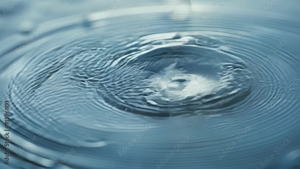 Poster A macro shot of raindrop ripples on a puddle revealing the intricate details and textures of the waters surface.