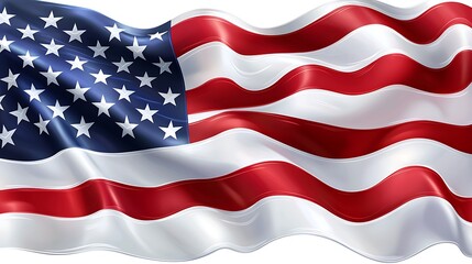Obraz premium Waving red, white, and blue stars and stripes US flag symbol of American freedom and patriotism
