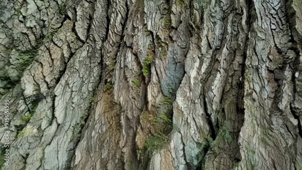 Poster a closeup shot highlights the natural patterns and shapes in the bark resembling an aerial view of a