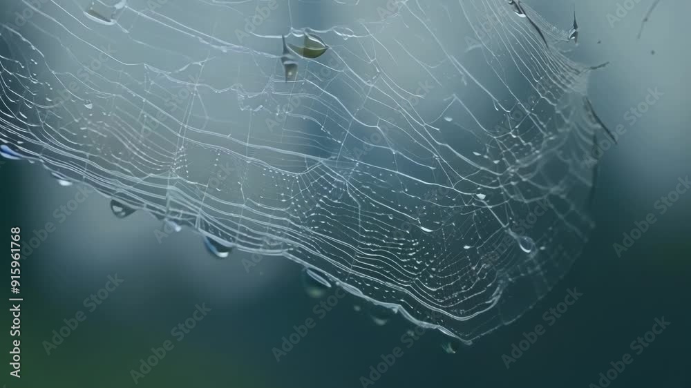 Aufkleber The intricate patterns of a spider web perfectly captured in the reflection of multiple dew drops creating a stunning visual display.