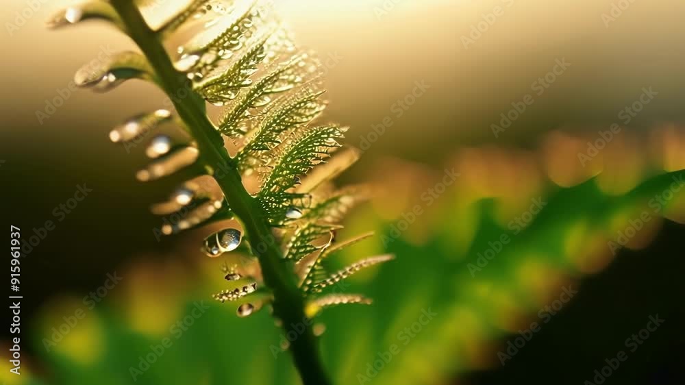 Poster the camera focuses on the tightly coiled tip of a fern frond waiting to burst open and reveal the vi