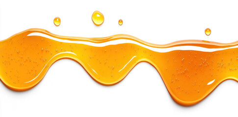Flowing golden honey on transparent background