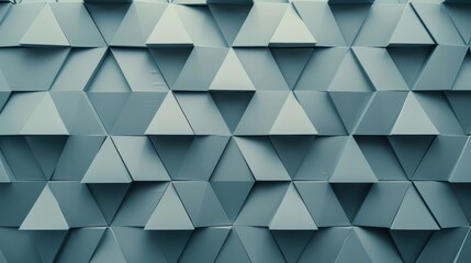 A textured wall showcases intricate arrangements of triangular shapes in varying shades of blue and gray