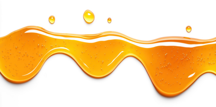 Flowing golden honey on transparent background