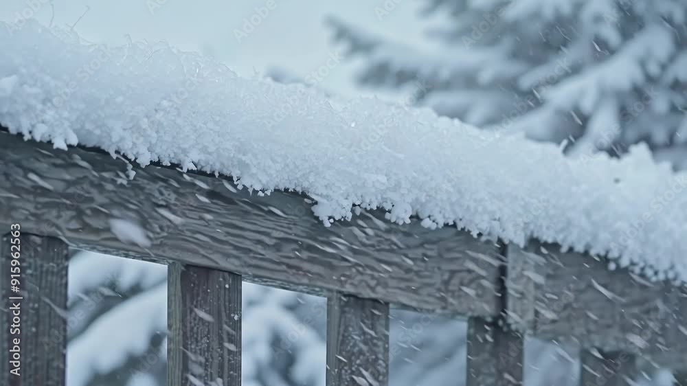 Aufkleber An upclose view of a snowcovered fence with the soft delicate snowflakes adding a magical touch to its otherwise ordinary appearance.