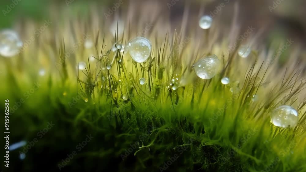 Poster A macro shot revealing intricate details of delicate moss with tiny hairs and patterns on each individual blade.