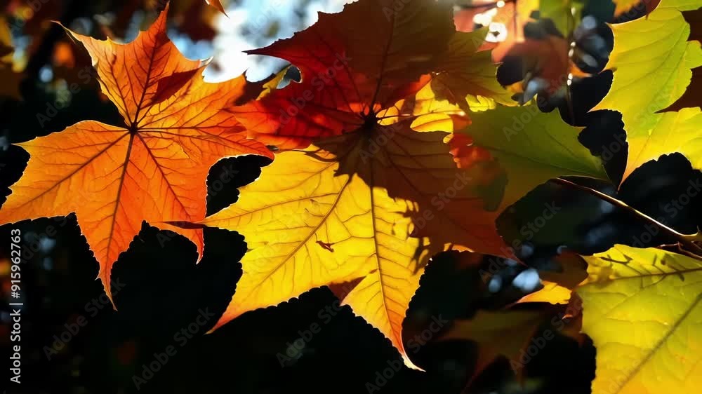 Aufkleber Mosaic of colors A closeup of a of leaves each one a different shade creating a colorful mosaic that represents the transformation of the entire landscape during fall.