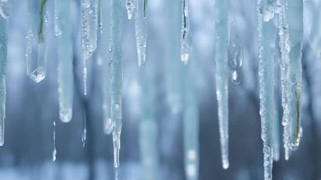 The frost has formed into small delicate icicles dangling from the edge of the window like frozen tears.