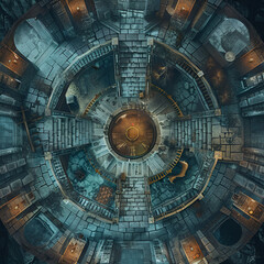 Obraz premium Medieval Battle Map for RPG, Dungeons and Dragons Map, DnD Tabletop Role-Playing Adventure Game Background, Top-Down View