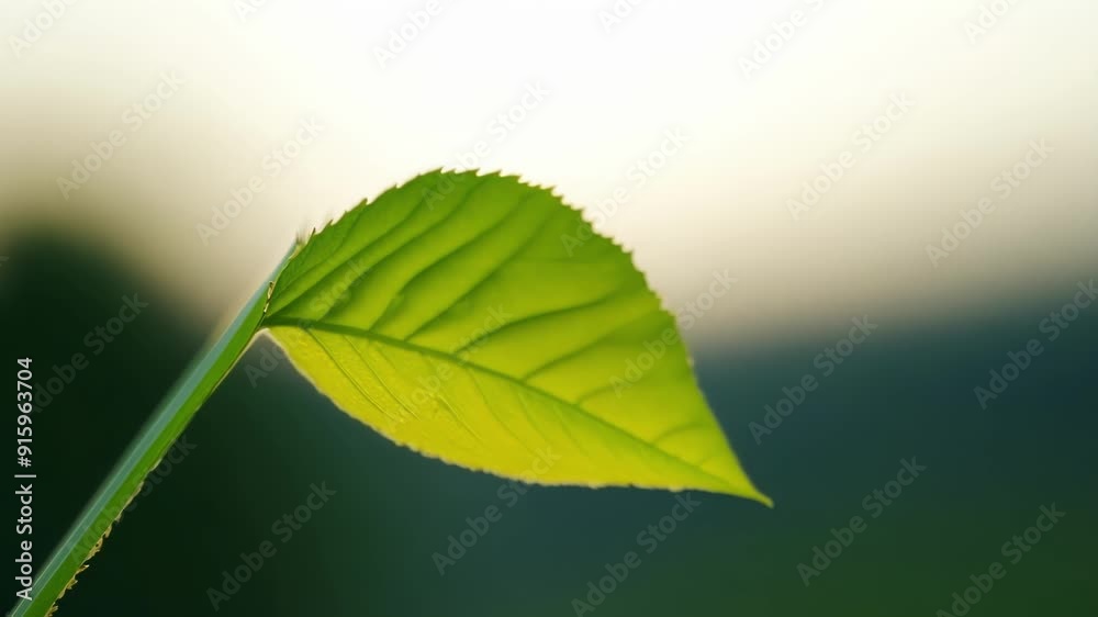 Poster a bud breaking open to reveal a new leaf its pointed tip gracefully unfurling like a miniature green