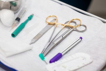 Surgical instruments for performing a small surgery procedure at the dermatologists office