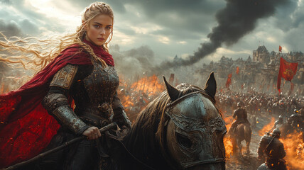 Warrior Princess Armored Horse Spear