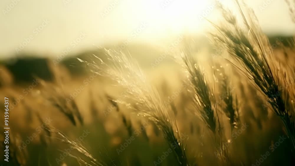 Poster a dappled sunlight shining through a field of tall grass casting a warm and ethereal glow.