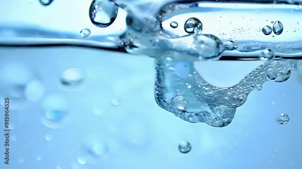 Poster A series of closeup shots show the mesmerizing process of water droplets forming into a pool until the surface tension is broken and the pool bursts into droplets again.