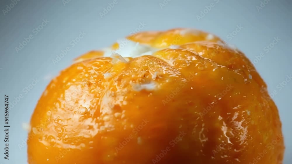 Poster Time lapse of a decomposing orange showing how a small patch of fungus first forms and then spreads eventually causing the fruit to fully rot.