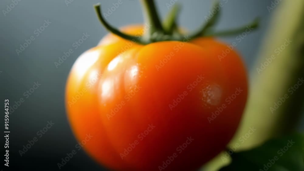 Poster a camera zooms in on a single tomato showcasing its journey from green and unripe to bright red and 