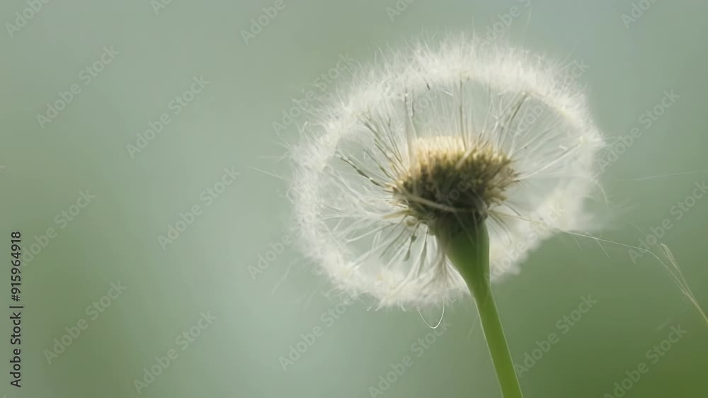 Poster an extreme closeup of a dandelion seed being released from its stem showcasing the tiny details of e