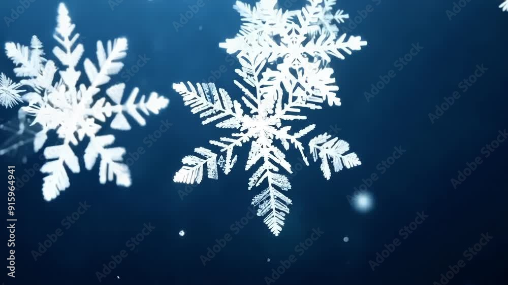 Aufkleber Sparkling snowflakes forming on a dark background their intricate patterns illuminated by a soft light.