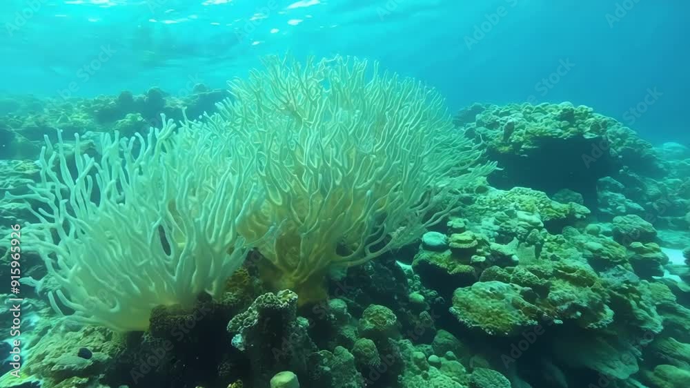 Aufkleber as we move closer to a bleached coral colony the once teeming and diverse community of fish and othe