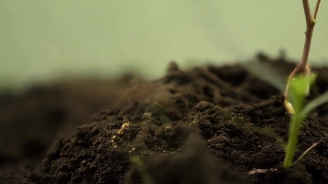 Slow motion footage of a root dividing and forming multiple new root branches demonstrating its ability to adapt and expand as the plant grows.
