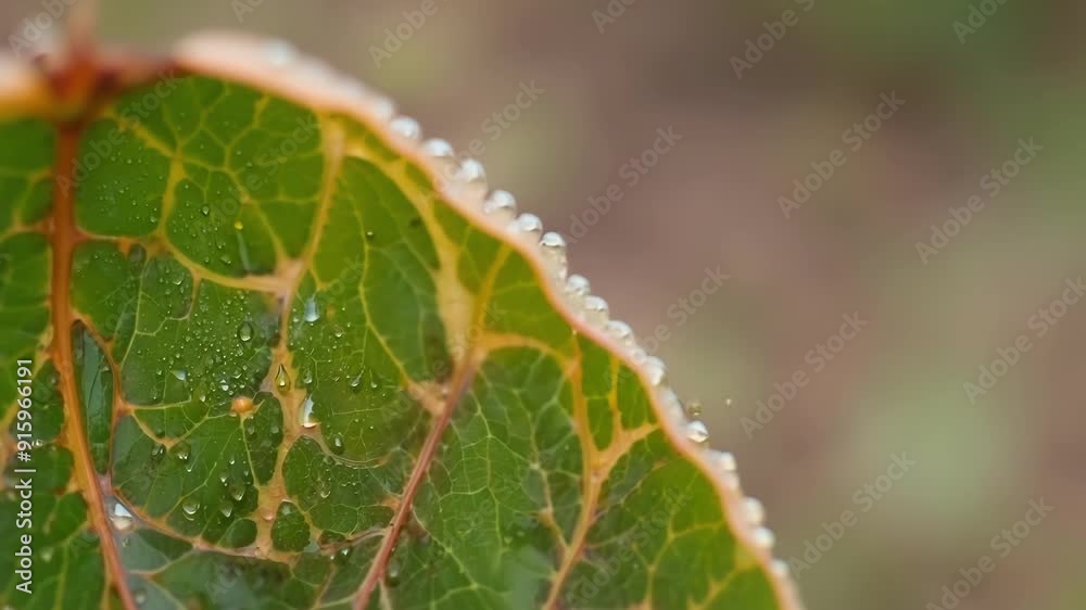 Poster a macro shot of a fallen leaf shows the intricate details of its s and gradual shift from bright gre