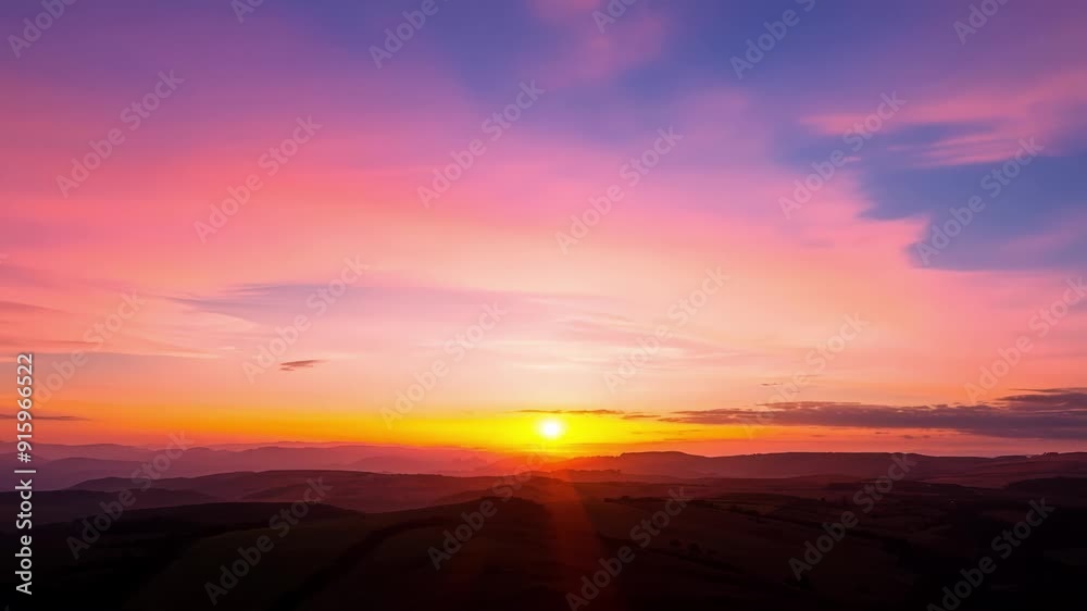 Poster the sun starts to dip below the horizon filling the sky with a stunning array of pinks purples and o