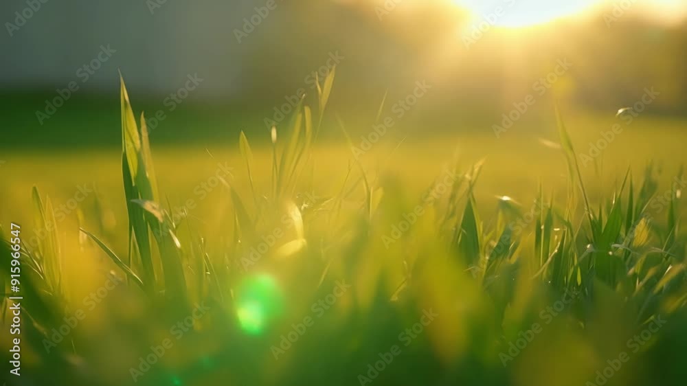 Poster a full view of a lawn that was recently with small blades of grass already beginning to stand tall a