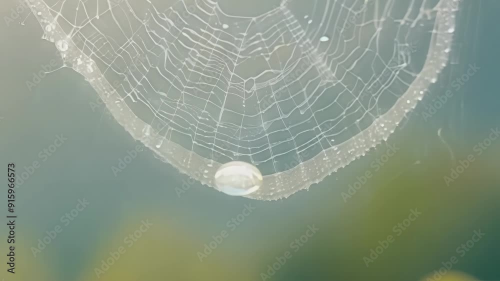 Aufkleber A closer look at a spider web covered in intricate droplets of dew each one showcasing a perfect reflection of the webs intricate design.