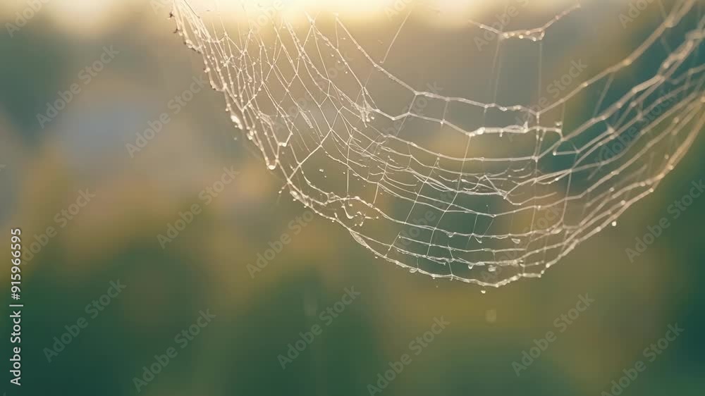 Aufkleber A steady stream of dew forming and evaporating on a spider web revealing the delicate strength of the webs structure.