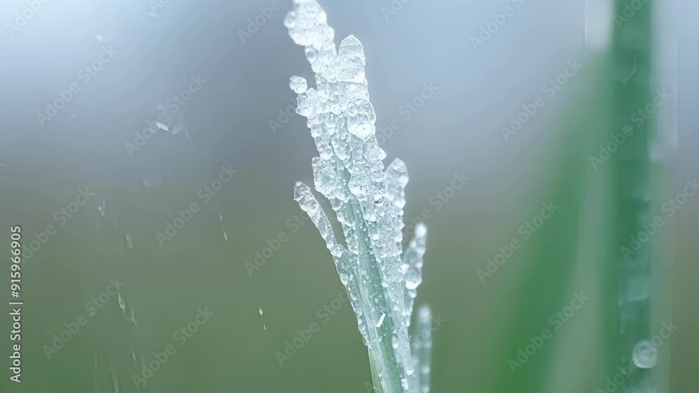 Aufkleber a slow motion shot of ice crystals forming on a blade of grass capturing the beauty and fragility of
