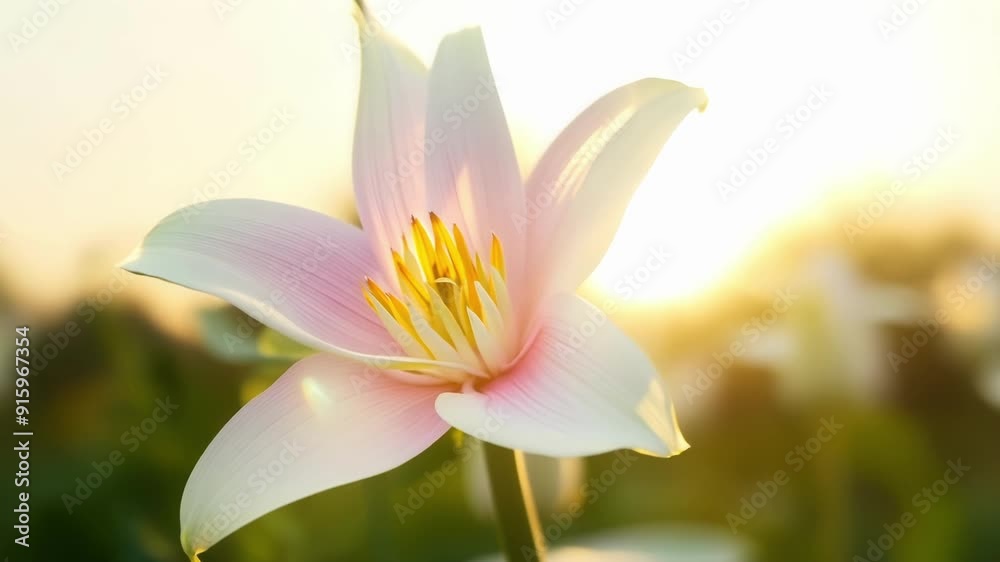 Poster delicate lilies sway gently their petals glowing a soft pink as they delicately follow the suns traj