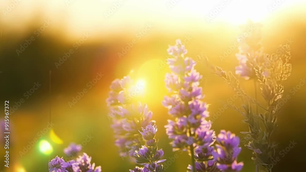 Poster a bundle of lavender flowers sway and bob basking in the suns rays and turning to fully absorb its w