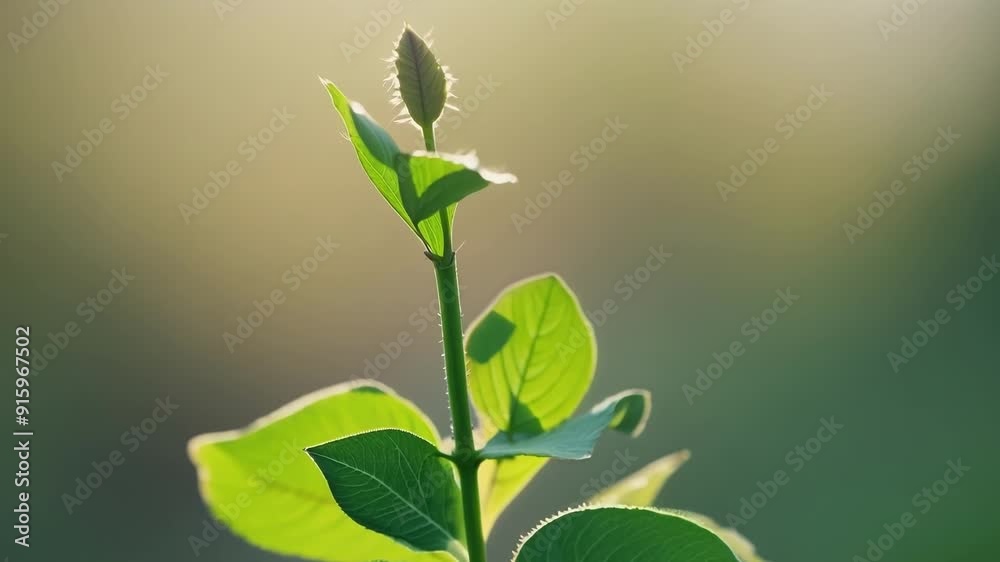 Poster the upward motion of a stem as it unfurls new leaves a beautiful process of growth and renewal.