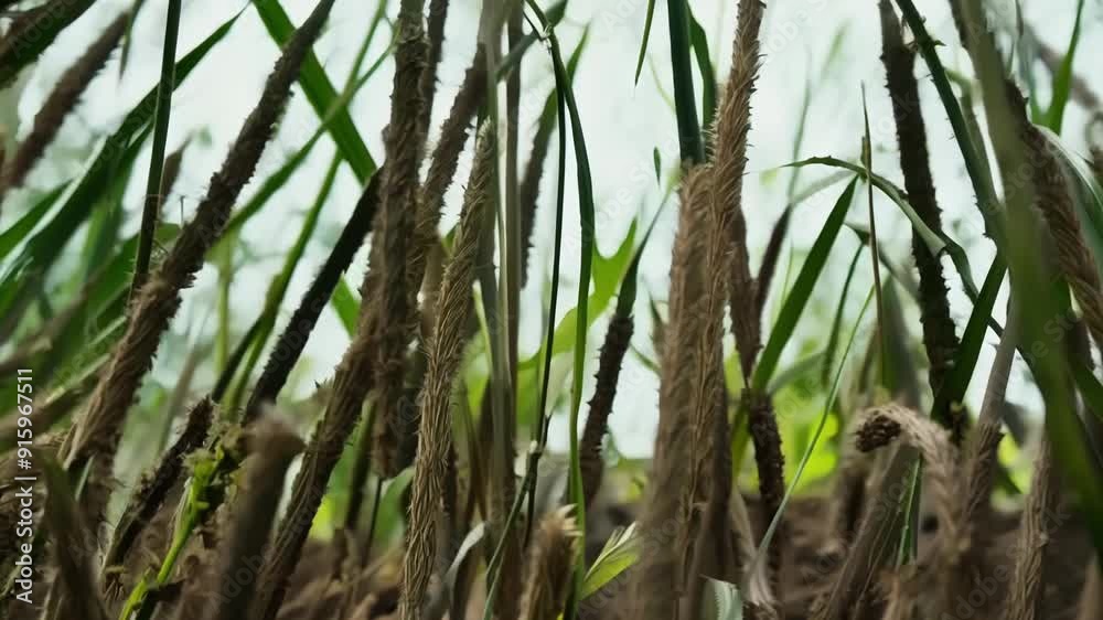 Poster a of stems twisting and turning as they compete for space and resources all striving to grow taller 