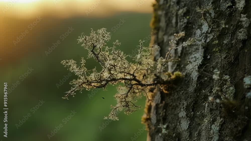 Fototapete extreme closeup footage of lichens growth process revealing the intricate network of filaments and s
