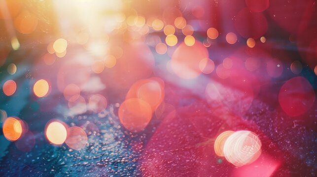 Retro photography with 90s analog film vibes: Colorful light, lens flare, and grainy texture.